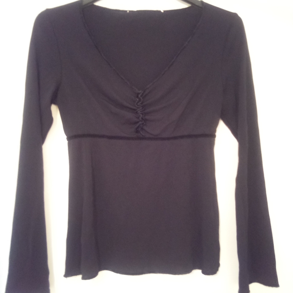 Vintage Black V-neck Top Steampunk Goth